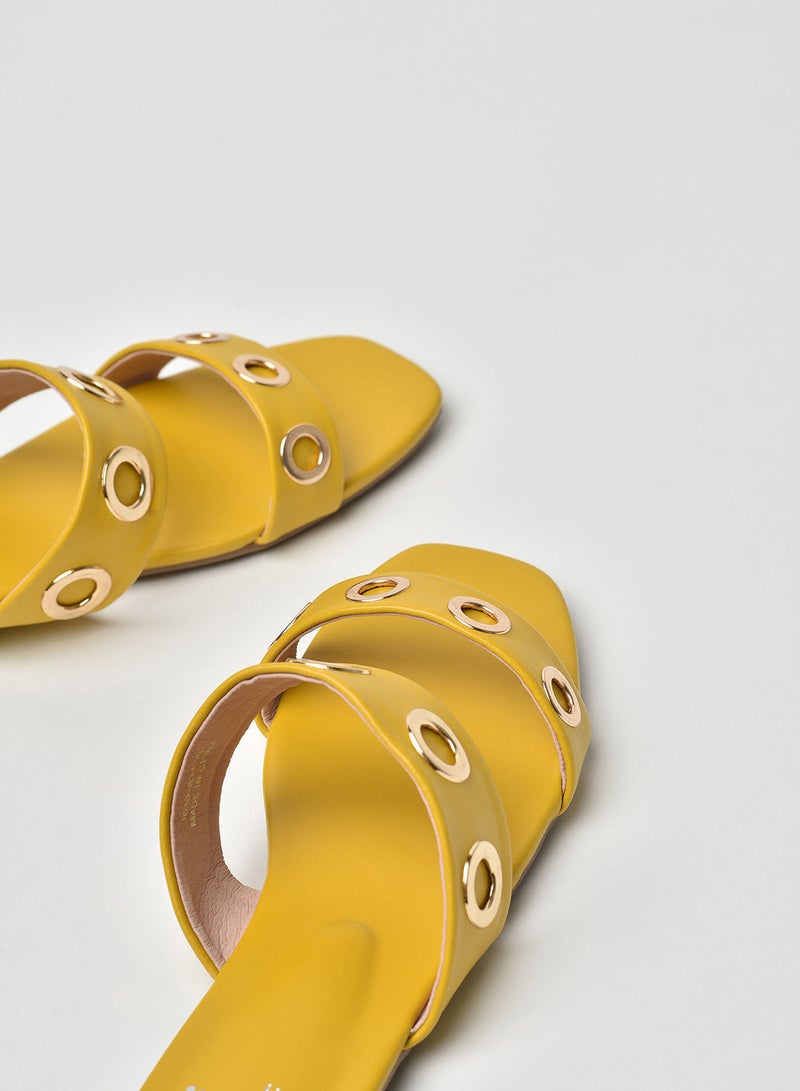 Jove - Stylish Elegant Flat Sandals Mustard - Image 1