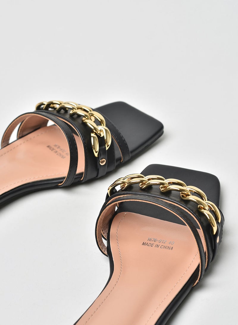 Jove - Stylish Elegant Flat Sandals Black - Image 1