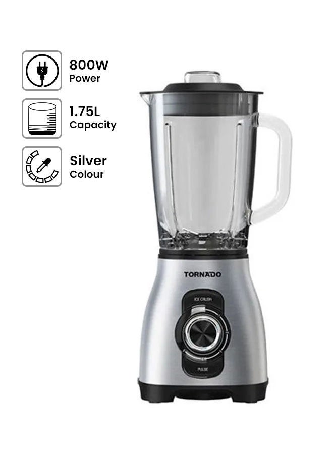خلاط كهربائي سعة 1.75 لتر 5 سرعات 1.75 L 800 W BL-800T فضي