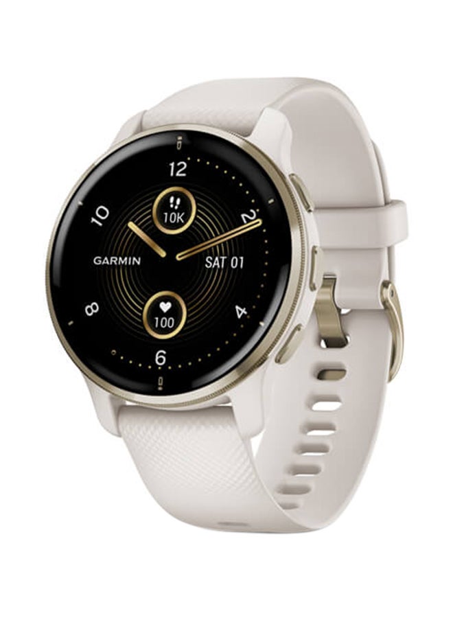 GARMIN - Venu 2 Plus Health Fitness - 43MM - Up To 9 Days Of Battery Life - 1.3"inch Amoled Display, Scratch Resistant, Corning® Gorilla® Glass 3, Heart Rate Monitor, All Day Stress Monitor, Advanced GPS Features, Smart Notification, iOS and Android Compatible Cream Gold - Image 1