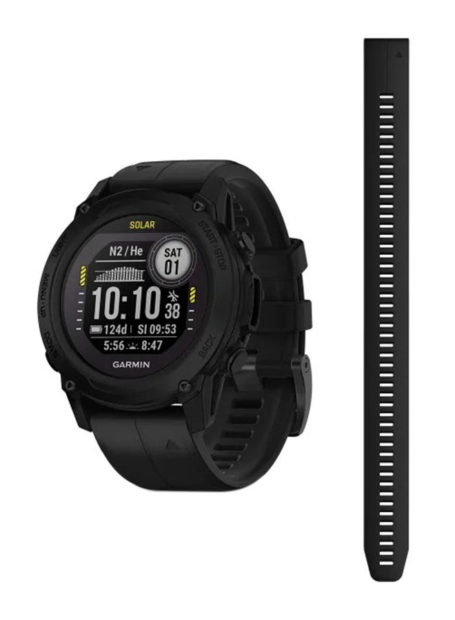 GARMIN - Descent G1 Solar - 45.5MM - Up To 21 Days 4 Months With Solar Charging - Monochrome, Sunlight Visible, Scratch Resistant, Power Sapphire™, Heart Rate Monitor, All Day Stress Monitor, Advanced GPS Features, Advanced Dive Features, Solar Charging, iOS and Android Compatible Black - Image 1