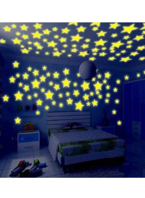 Removable Self-Adhesive Night Light Glow In The Dark Moon Stars Wall Sticker Multicolour 297x5x210mm