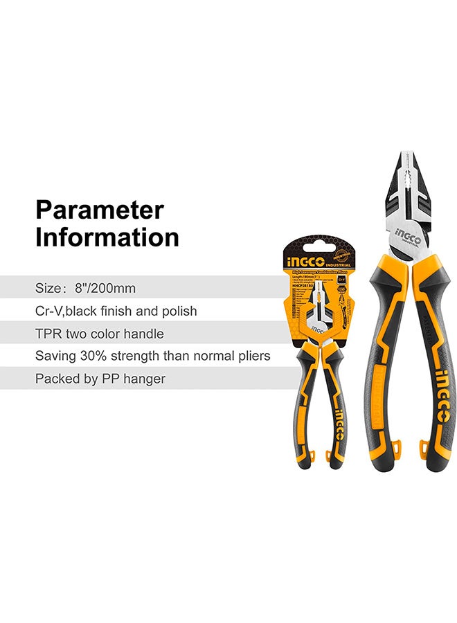 INGCO Hand Plier Silver/Black/Yellow 8inch  - Image 3