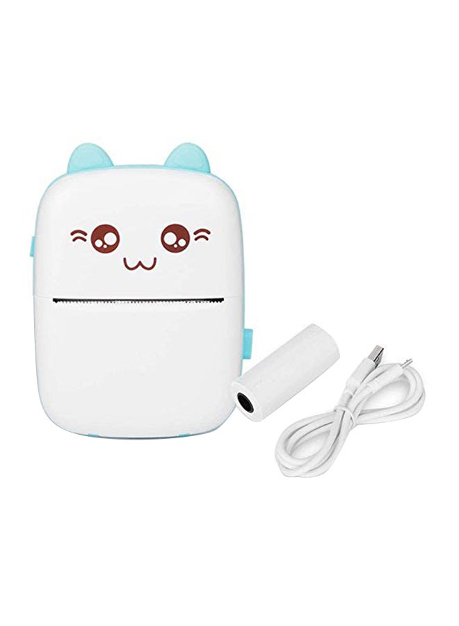 Generic - Mini Portable Thermal Printer with 1 Roll Paper Blue/White - Image 1