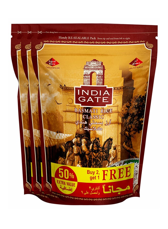 India Gate Classic Basmati White Rice 1kg Pack of 3  - Image 1