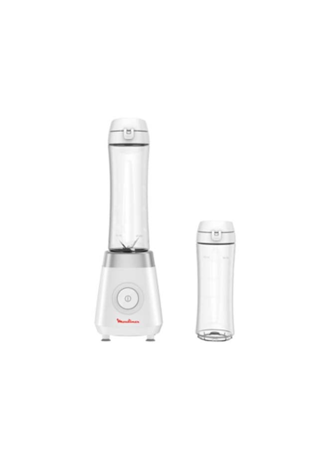 Moulinex - Fresh&Go Personal Blender with 2 On the go Bottles, Plastic, convenient for everyday healthy smoothies 600 ml 350 W LM1KJ127 White - Image 1