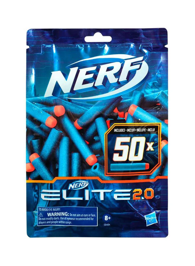 NERF Nerf Elite 2.0 Refill Pack - 50 Official Foam Darts for Nerf Elite Blasters, Compatible with All Nerf Elite Darts, Ages 8+