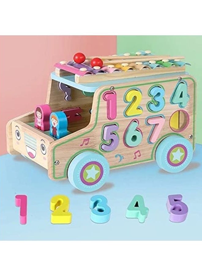 بيبي لاف لعبة سيارة إكسيليفون خشبية مع حروف وأرقام 19.7x28.5x18.2سم - Image 3