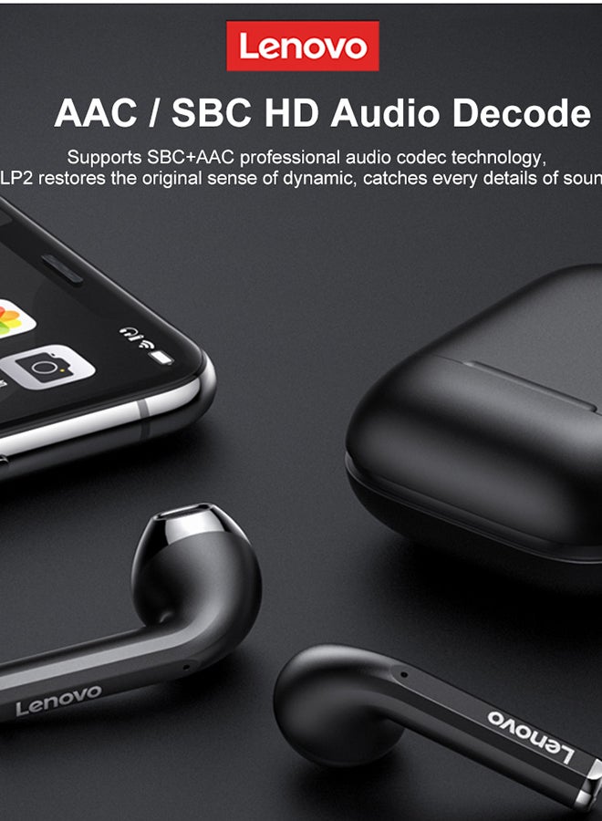 Lenovo - LP2 True Wireless Bluetooth Earbuds Black - Image 1