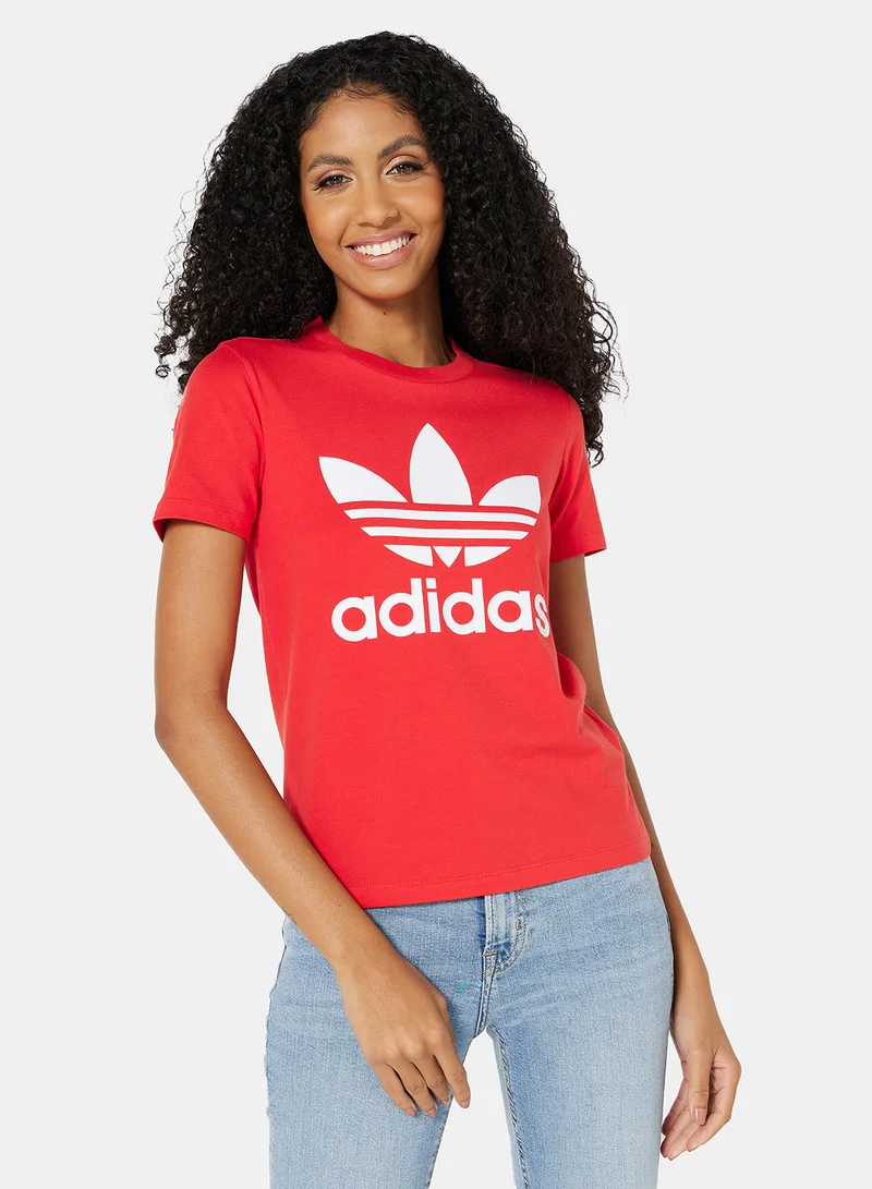 adidas Originals Trefoil Short Sleeves T-Shirt Lush Red/White