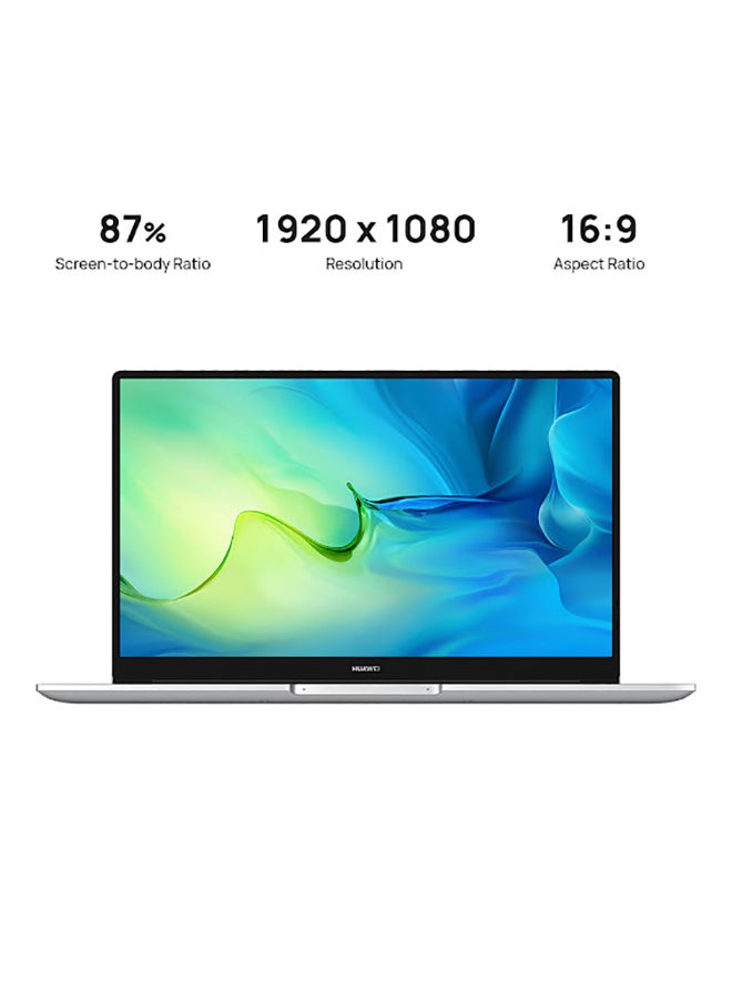 HUAWEI - MateBook D 15 Laptop With 15.6-Inch Full View 1080P FHD Display, Intel Core i7-1165G7 Processor / 16GB RAM / 512GB SSD / Windows 10 Home / Multi-Screen Collaboration / Fingerprint Reader / English/Arabic Mystic Silver - Image 1