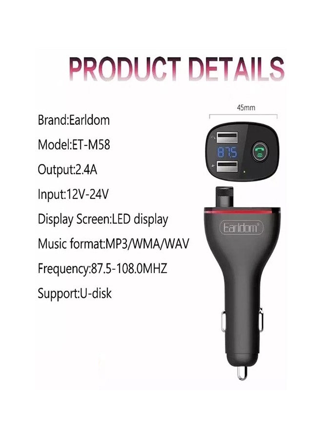Earldom Wireless FM Car Charger Kit Black - Image 2