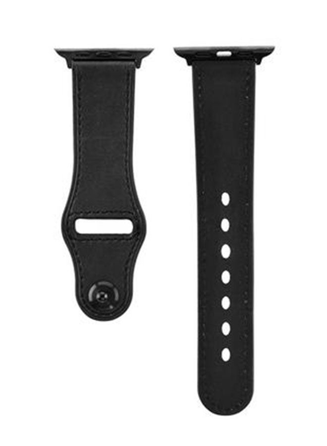 PROMATE - Genuine Leather Strap For Apple Watch 42/44mm Black - Image 1