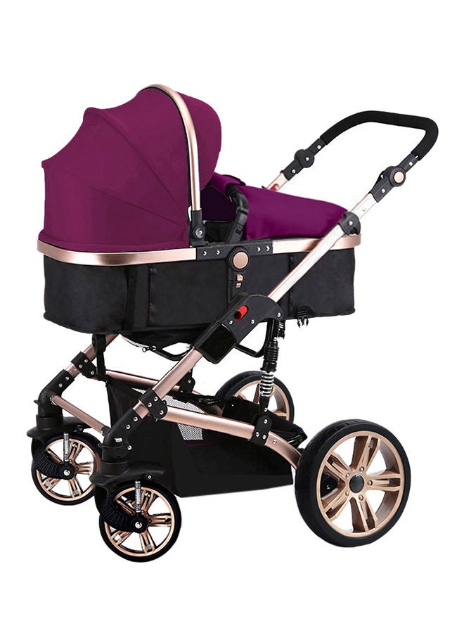 3 In 1 Pram Stroller With Sunveno Diaper Bag Black And Hooks - Wine Red