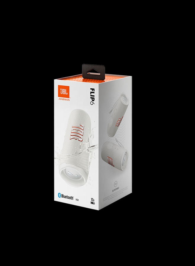 جي بي إل - مكبر صوت Flip 6 محمول مقاوم للماء IP67 مع صوت Jbl Original Pro - مكبر صوت ثنائي الاتجاه - باس عميق - بطارية 12 ساعة أبيض - Image 1