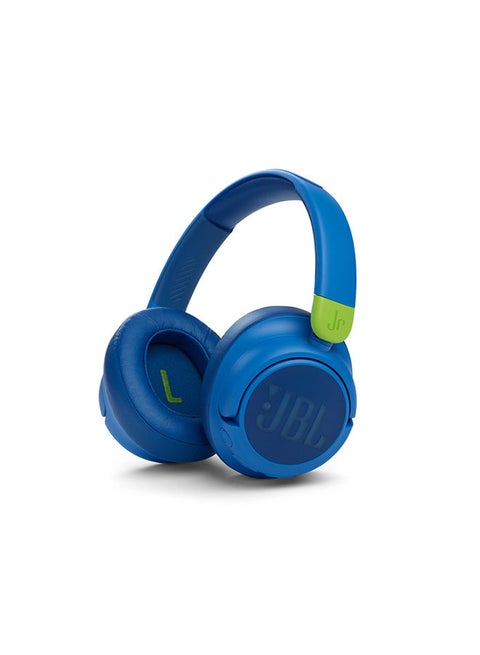 JR460NC Wireless Over-Ear Noise Cancelling Kids Headphones, Built-In Mic, 30 Hour Battery, Designed for Kids, Detachable Audio Cable Blue