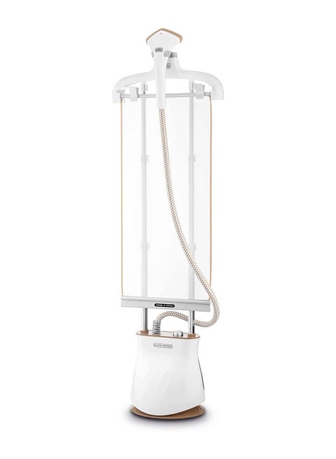 Twin Pole Garment Steamer, Fast Heating, 35g/min Steam Rate, 6 Steam Levels, Stainless Steel Head, Auto Cut-Off,Extended Steaming Capacity, 1.5 L 2400 W GST2400-B5 White/Gold