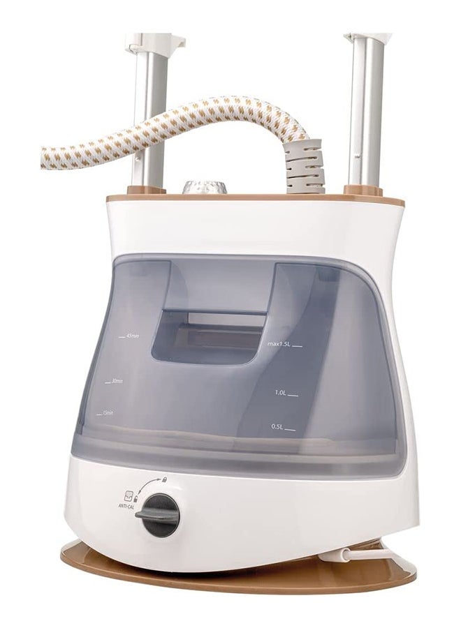 BLACK+DECKER - Twin Pole Garment Steamer, Fast Heating, 35g/min Steam Rate, 6 Steam Levels, Stainless Steel Head, Auto Cut-Off,Extended Steaming Capacity, 1.5 L 2400 W GST2400-B5 White/Gold - Image 1