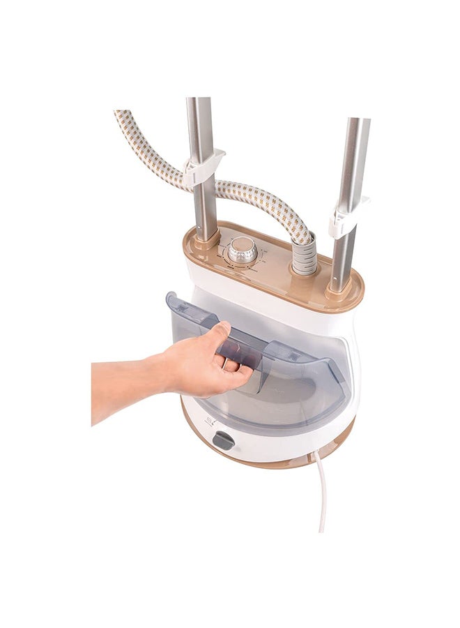 BLACK+DECKER - Twin Pole Garment Steamer, Fast Heating, 35g/min Steam Rate, 6 Steam Levels, Stainless Steel Head, Auto Cut-Off,Extended Steaming Capacity, 1.5 L 2400 W GST2400-B5 White/Gold - Image 1