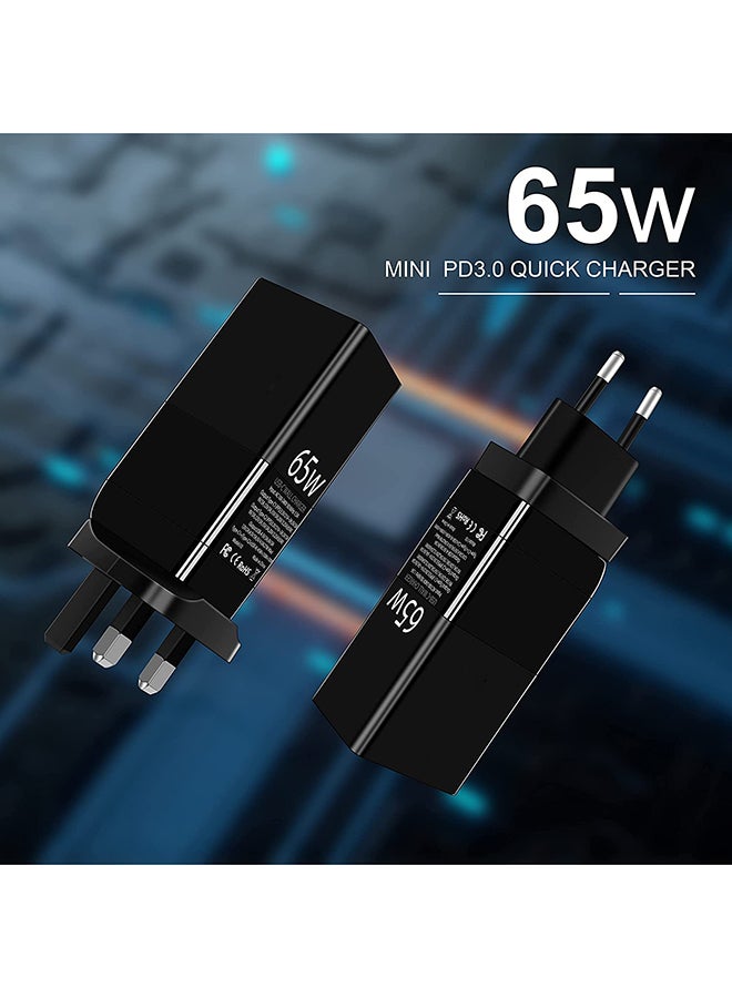 روك بو شاحن حائط سريع 65 وات 3 منافذ PD شحن سريع متوافق مع MacBook Air/Apple iPhone 13/12/12 Pro/Max وSamsung Galaxy S22U/S21U/S20U وOnePlus وiPad والمزيد - Image 2