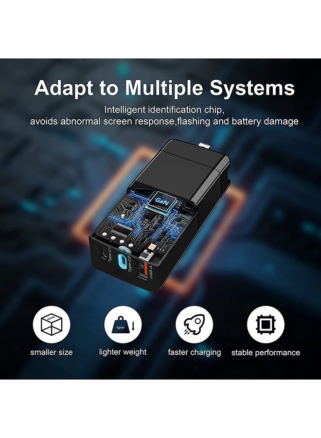 روك بو شاحن حائط سريع 65 وات 3 منافذ PD شحن سريع متوافق مع MacBook Air/Apple iPhone 13/12/12 Pro/Max وSamsung Galaxy S22U/S21U/S20U وOnePlus وiPad والمزيد - Image 4