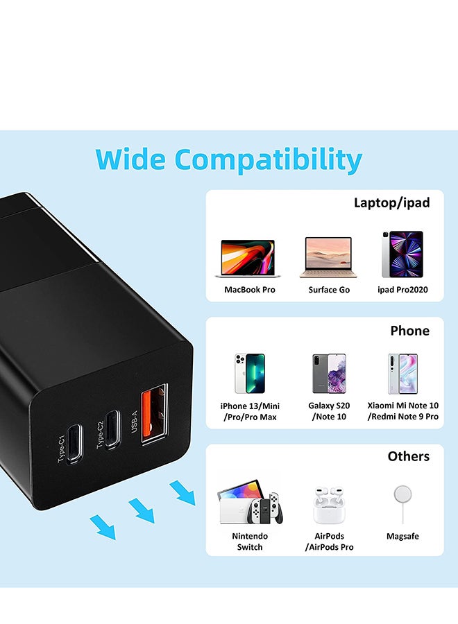 روك بو شاحن حائط سريع 65 وات 3 منافذ PD شحن سريع متوافق مع MacBook Air/Apple iPhone 13/12/12 Pro/Max وSamsung Galaxy S22U/S21U/S20U وOnePlus وiPad والمزيد - Image 5
