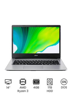 Aspire 3 A314-22-R30F Laptop With 14-Inch HD Display, AMD Ryzen 3-3250U Processor/4GB RAM/1TB HDD/DOS(Without Windows)/AMD Radeon Graphics English/Arabic Pure Silver