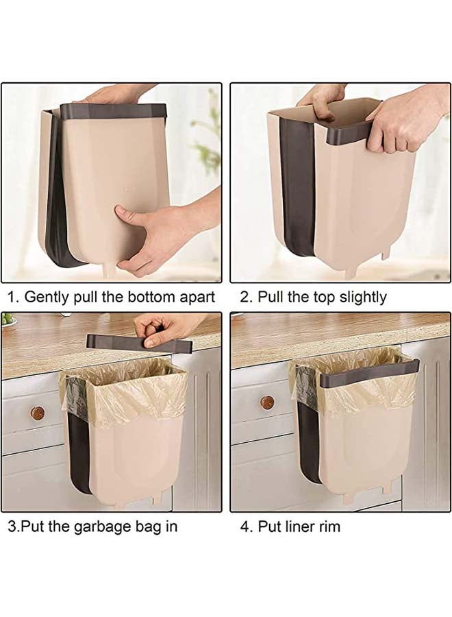fashionhome - Kitchen Portable Trash Can Beige 28.6x25.3x17.5cm - Image 1