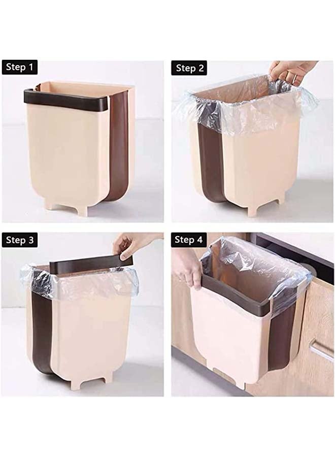 fashionhome - Kitchen Portable Trash Can Beige 28.6x25.3x17.5cm - Image 1