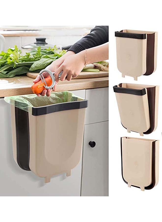fashionhome - Kitchen Portable Trash Can Beige 28.6x25.3x17.5cm - Image 1