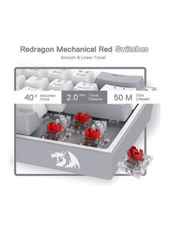 لوحة مفاتيح فيز ميكانيكية سلكية صغيرة بإضاءة RGB وحجم 60% ومزودة بـ 61 مفتاحاً ومفاتيح حمراء ودون لوحة أرقام من ريدراجون طراز K617 - بلونين أبيض/ وردي - v1655980899/N53332111A_3