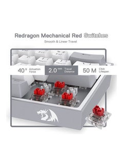 REDRAGON Redragon K617 Fizz 60% Compact RGB Wired Mechanical Keyboard, 61 Keys TKL - White/ Pink- Red Switch  - Image 3
