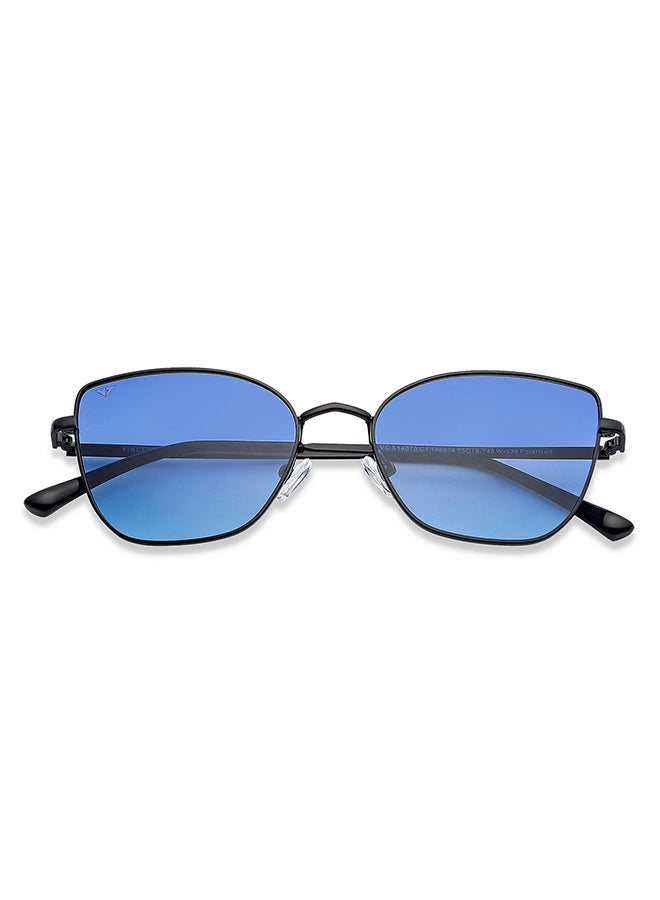 VINCENT CHASE Vintage Full Rim Cat Eye Shape Polarized & UV Protected Sunglasses VC S14079 - Lens Size: 54mm - Black  - Image 2