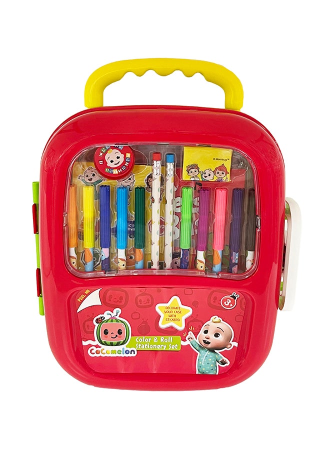 Color & Roll Stationary Set, Includes Stickers, 12 Markers, 2 Pencils, Sketch Pad And Rolling Case, For 3 Years +, Assorted Color, 11115 22cm