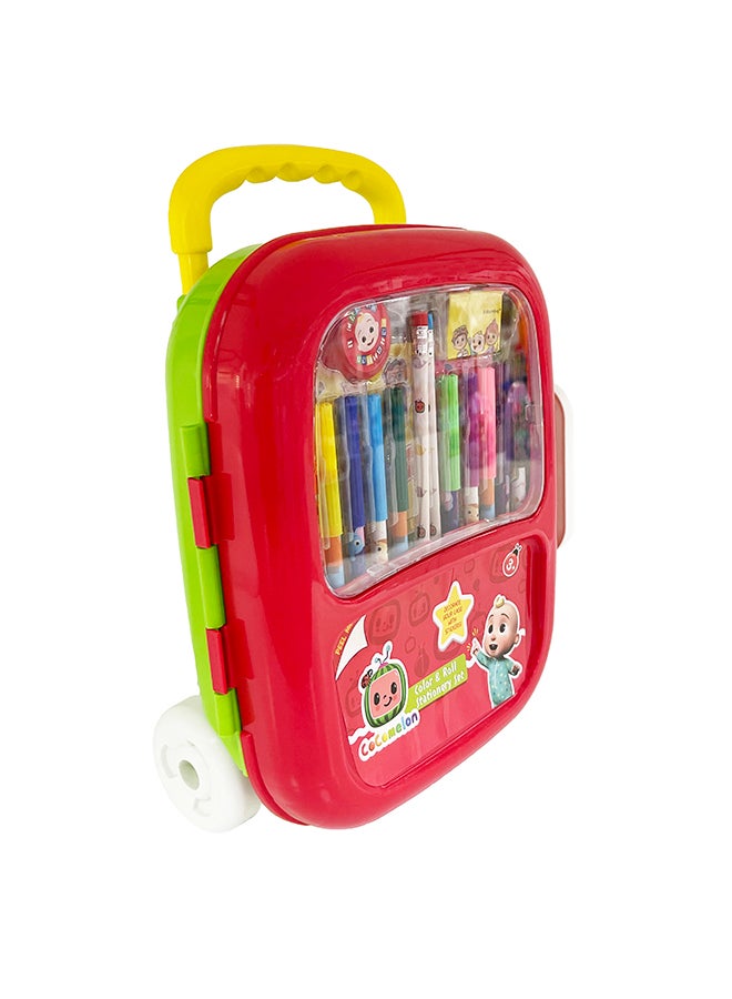 Color & Roll Stationary Set, Includes Stickers, 12 Markers, 2 Pencils, Sketch Pad And Rolling Case, For 3 Years +, Assorted Color, 11115 22cm