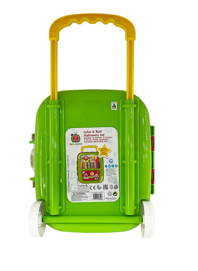 Color & Roll Stationary Set, Includes Stickers, 12 Markers, 2 Pencils, Sketch Pad And Rolling Case, For 3 Years +, Assorted Color, 11115 22cm