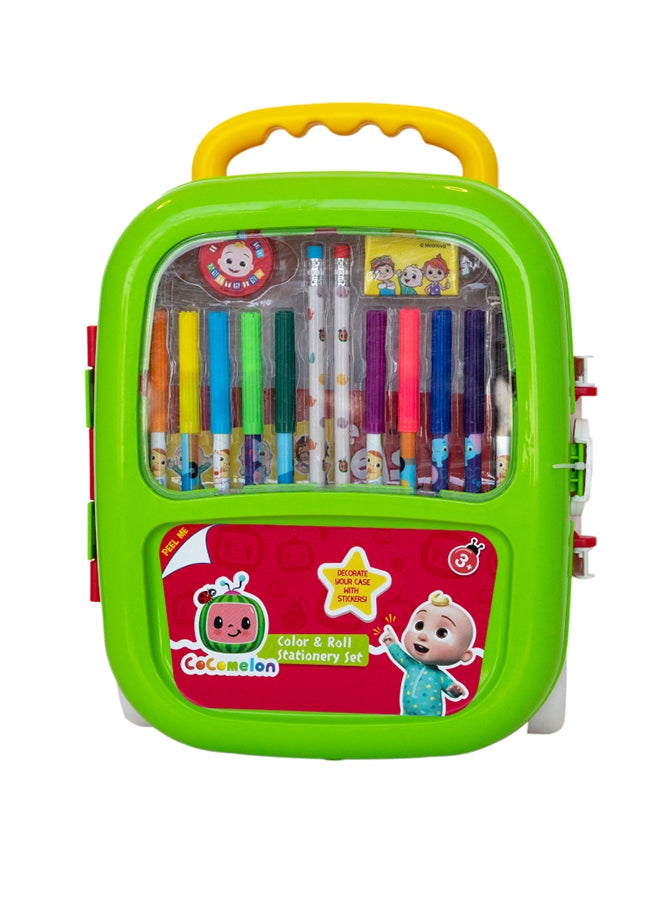 Color & Roll Stationary Set, Includes Stickers, 12 Markers, 2 Pencils, Sketch Pad And Rolling Case, For 3 Years +, Assorted Color, 11115 22cm