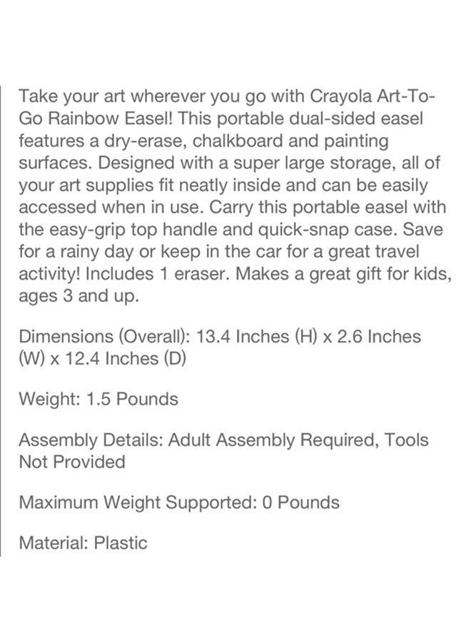 Crayola - Grow'N Up 2-Sided Art-To-Go Rainbow Easel - Image 1