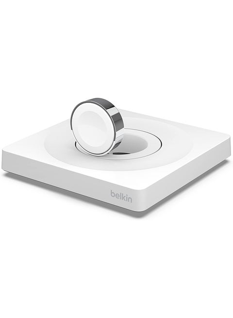 Apple Watch Charger, MFi Certified Wireless Fast Charging Travel Pad with Nightstand Mode, Minimalist Design and Included USB Type C Cable for Apple Watch Series 8, 7, 6, 5, 4, Ultra and More white