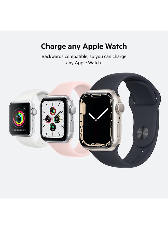 Apple Watch Charger, MFi Certified Wireless Fast Charging Travel Pad with Nightstand Mode, Minimalist Design and Included USB Type C Cable for Apple Watch Series 8, 7, 6, 5, 4, Ultra and More white