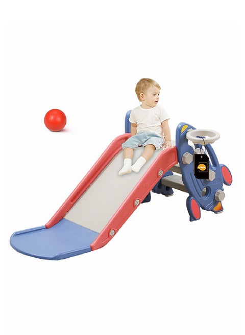 2 In 1 Children's Slide With Basketball Hoop 122x52x53cm