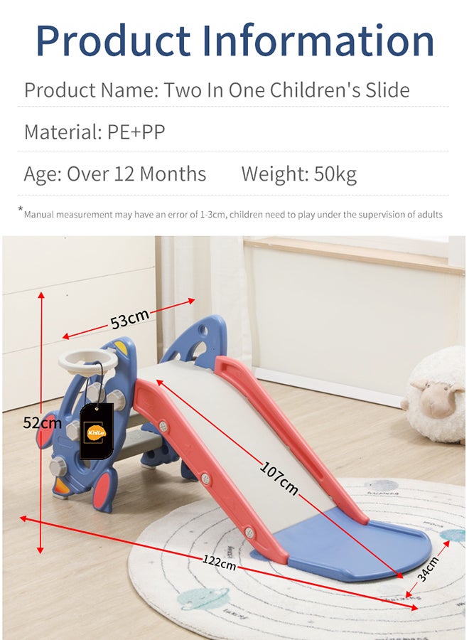 Kidle - 2 In 1 Children's Slide With Basketball Hoop 122x52x53cm - Image 1
