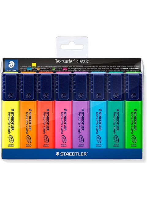 8-Piece Textsurfer Classic Highlighter Pen Red/Blue/Green