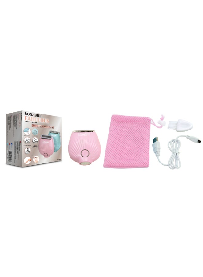 SONASHI - Rechargeable Mini Lady Shaver With Sharp Stainless Steel Blade Continuous Working Time of 90 Minutes Portable And Washable Design USB Cord Pouch Cleaning Brush  SLD-815 Pink - Image 1