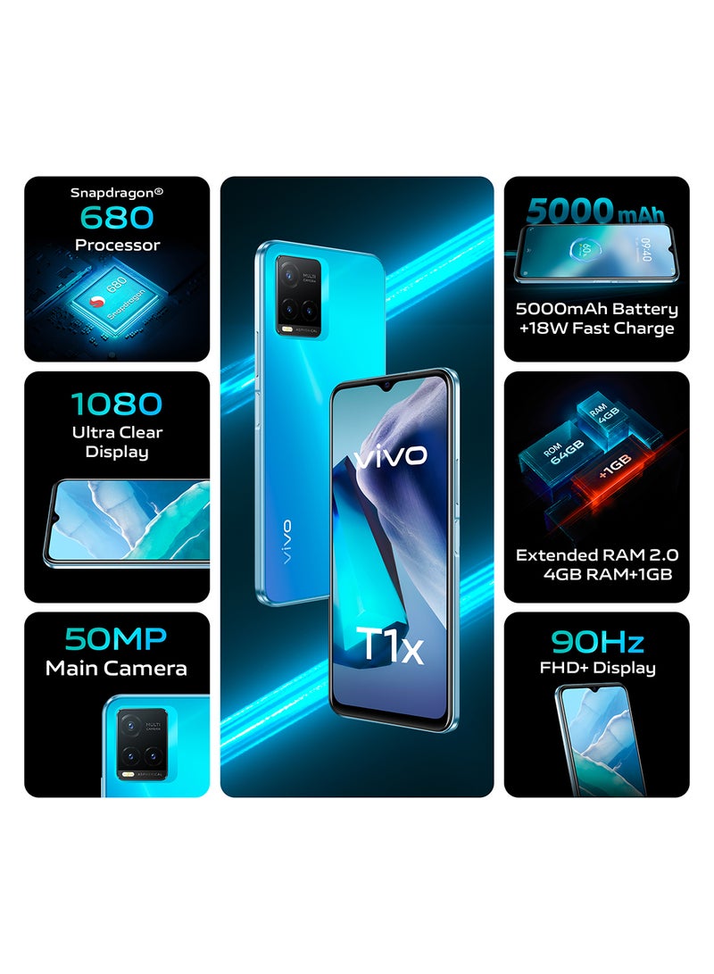 vivo - T1x Dual SIM Space Blue 4GB RAM 64GB 4G LTE - Image 1