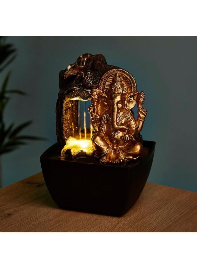 Home Box Mini Ganesha Fountain With Yellow Light Gold 13 x 12cm  - Image 3