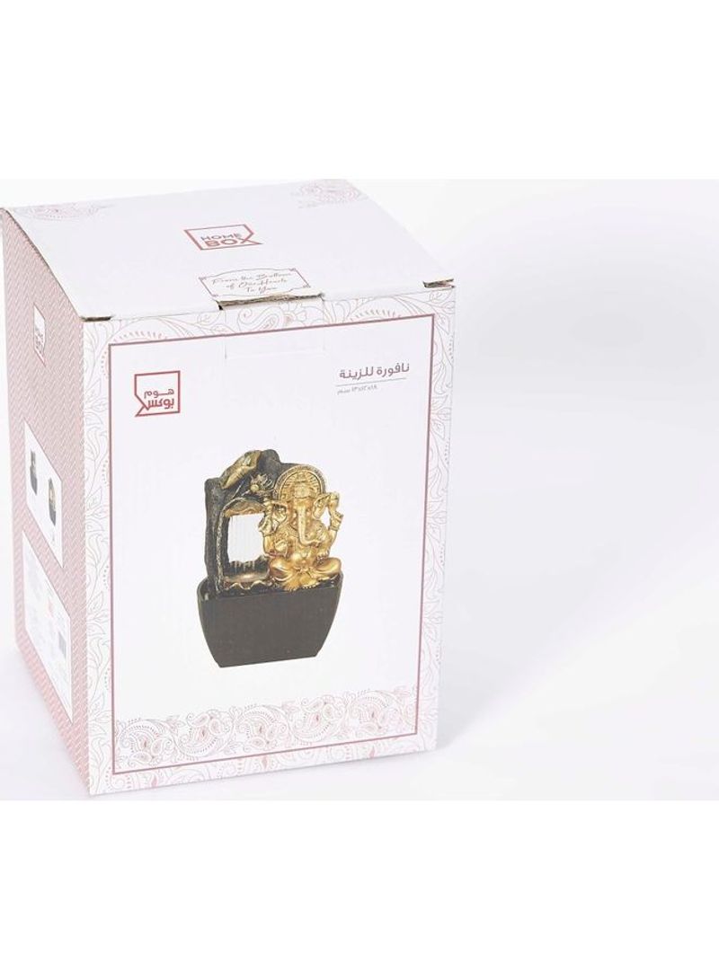 Mini Ganesha Fountain With Yellow Light Gold 13 x 12cm