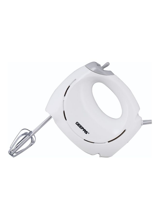 GEEPAS - Hand Mixer- 2 beaters and 2 dough hooks- Professional Food & Cake Mixer for Baking | 7 Speed Function, Includes Chrome Extra Long Beaters and Dough Hooks, Lightweight & Powerful 150 W GHM9899 White - Image 1
