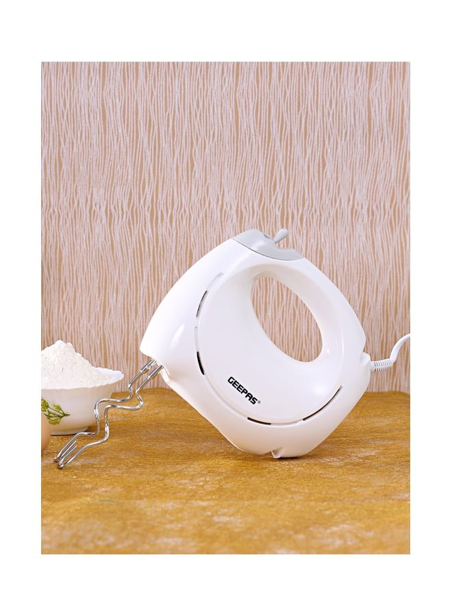 GEEPAS - Hand Mixer- 2 beaters and 2 dough hooks- Professional Food & Cake Mixer for Baking | 7 Speed Function, Includes Chrome Extra Long Beaters and Dough Hooks, Lightweight & Powerful 150 W GHM9899 White - Image 1