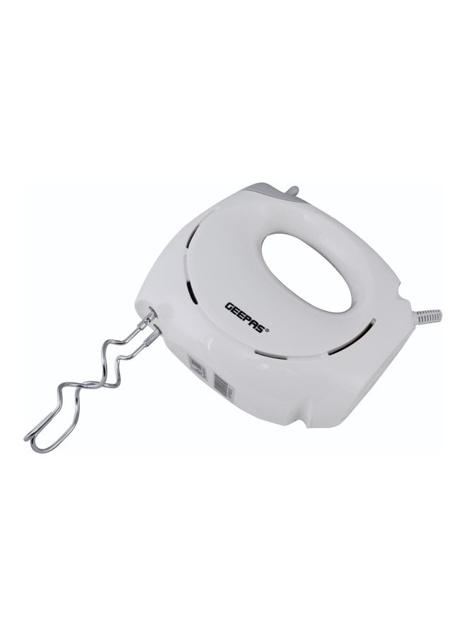 GEEPAS - Hand Mixer- 2 beaters and 2 dough hooks- Professional Food & Cake Mixer for Baking | 7 Speed Function, Includes Chrome Extra Long Beaters and Dough Hooks, Lightweight & Powerful 150 W GHM9899 White - Image 1